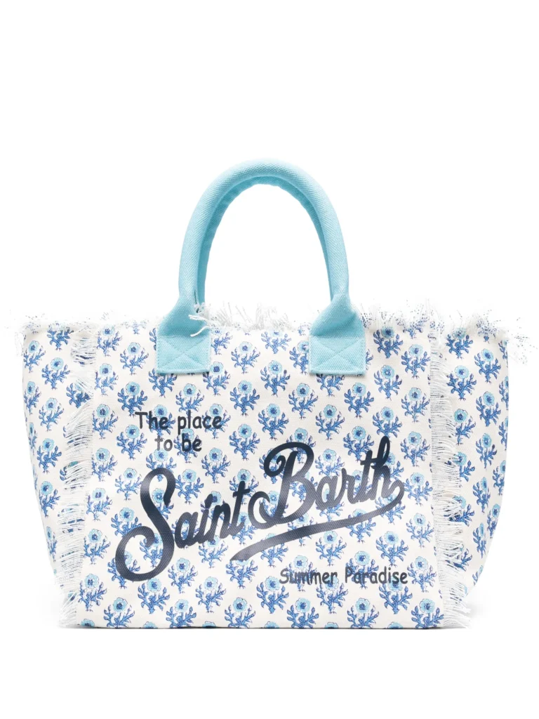 MC2 Saint Barth printed vanity tote bag in white and navy