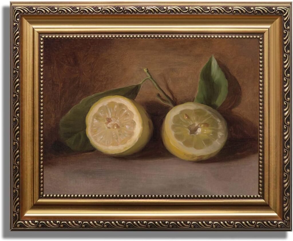 Vintage framed lemon wall art for living room 2025