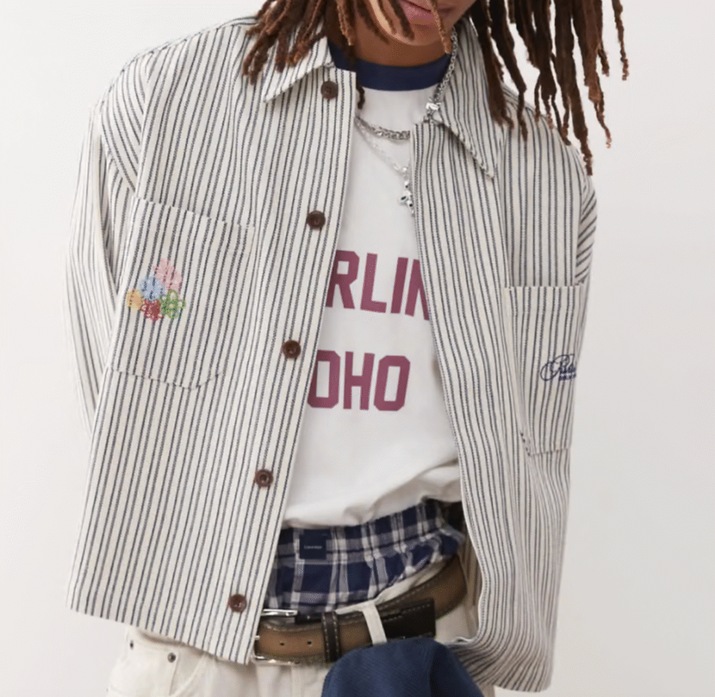 striped harrington jacket white blue lightweight spring style