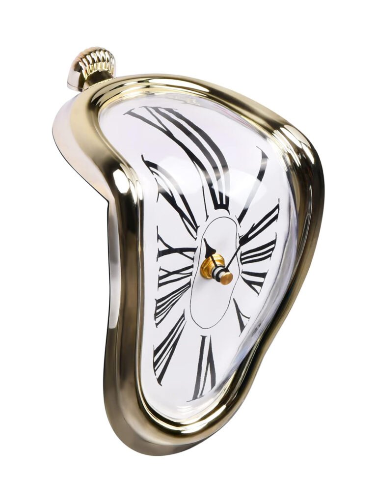 A surrealist clock that melts over your shelf or mantle — inspired by Dalí, perfect for eclectic interiors.
