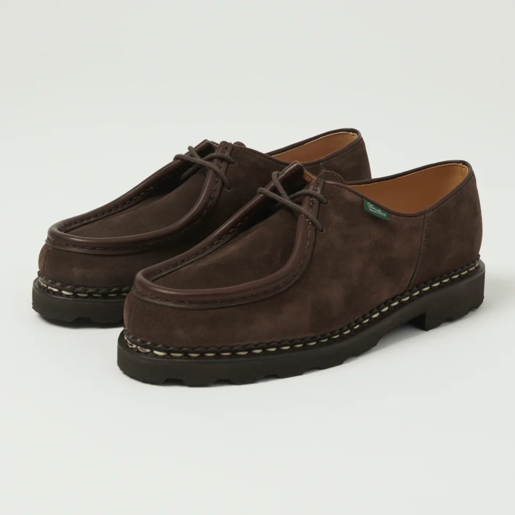 Rich brown suede with a chunky silhouette. Adds weight and heritage feel to any refined summer look.