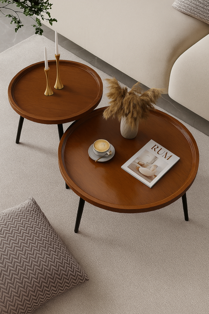 This nesting coffee table duo is ideal for compact spaces and anyone who loves a modular living setup. Warm wood tones and clean black legs bring mid-century influence, while the round shape softens the whole look. Great for hosting, rearranging, or just making your room look intentional without trying too hard. All for just £90.