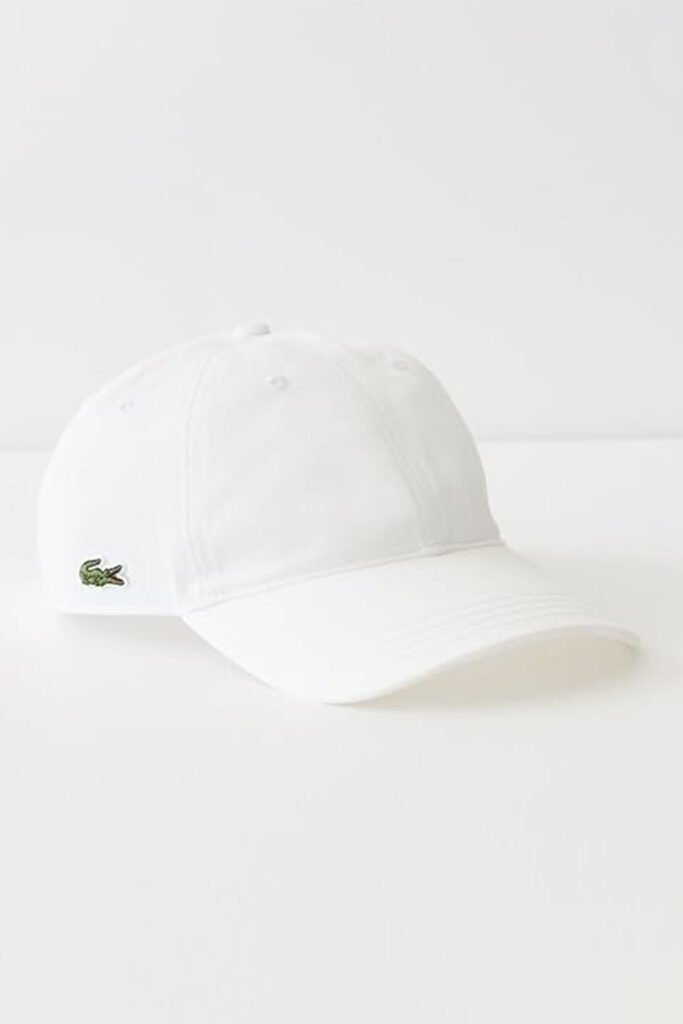 White Lacoste baseball cap with embroidered green crocodile logo