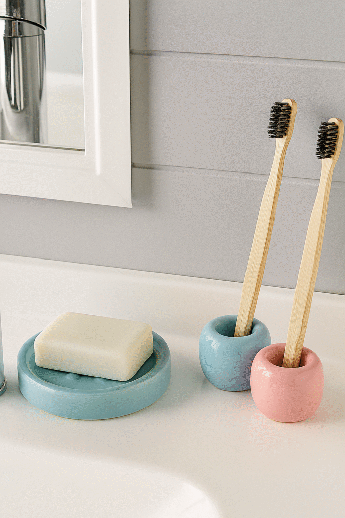 Even your soap deserves style. This pastel blue ceramic soap dish pairs form and function in a wavy silhouette that nods to Gustaf Westman’s playful aesthetic.
