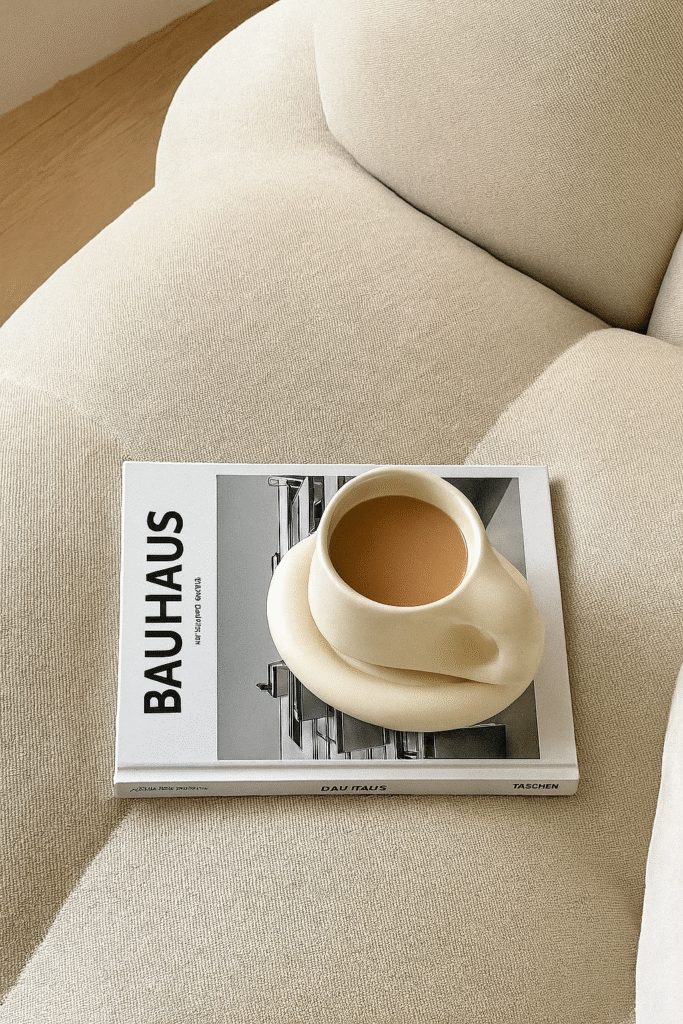 Add softness to your space with sculptural homeware. This ceramic mug channels Gustaf Westman’s wavy forms in a subtle, neutral palette. Perfect for cozy corners or your morning coffee flatlay.